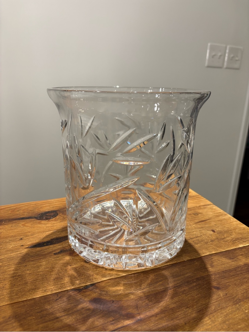Crystal Ice Bucket Clear Cut Glass Large